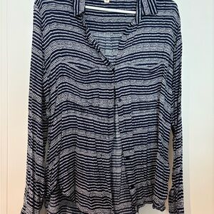 Navy and White Striped Women's Top